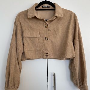 Corduroy Cropped Long Sleeve Top